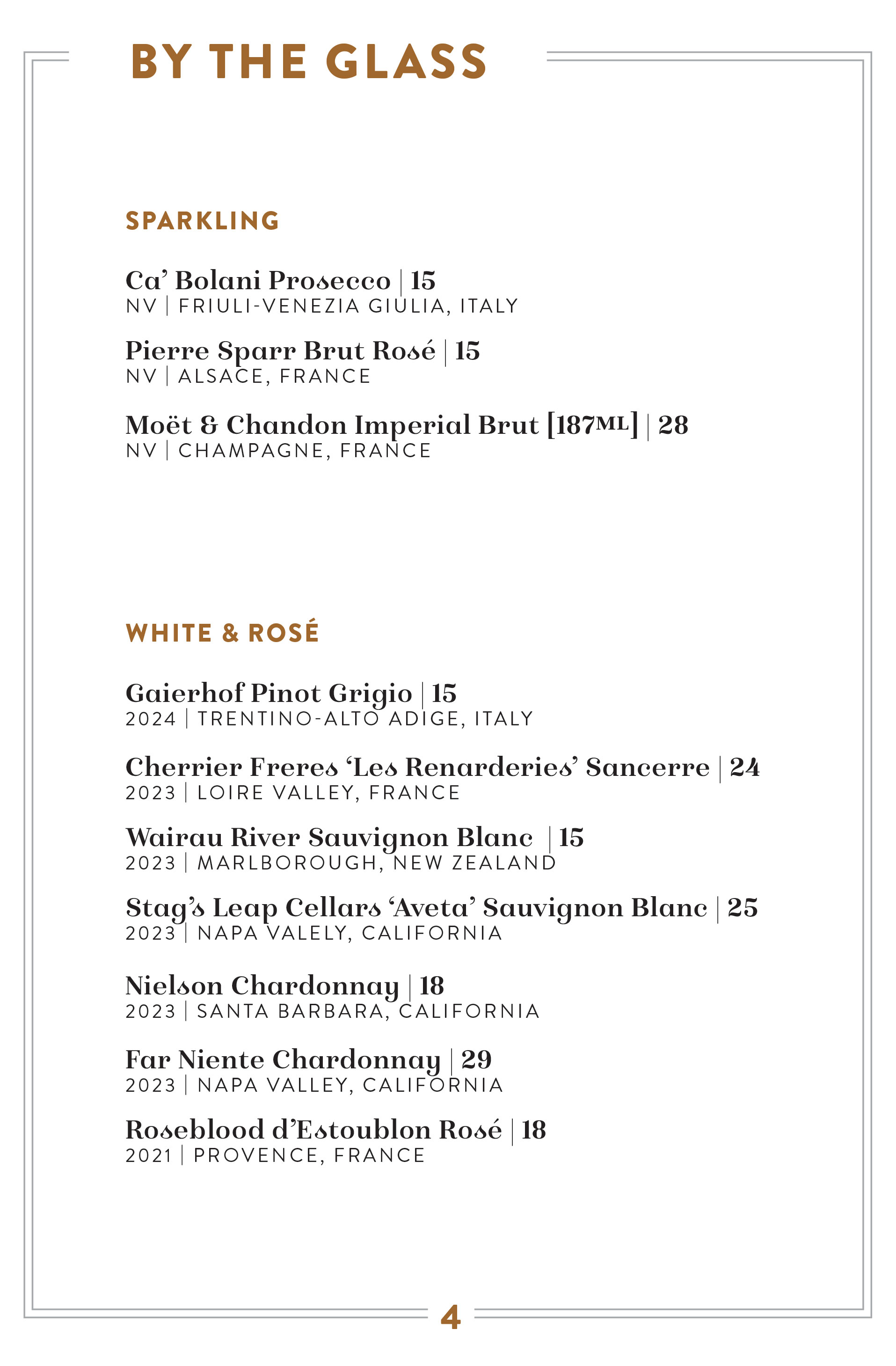 Wine Menu