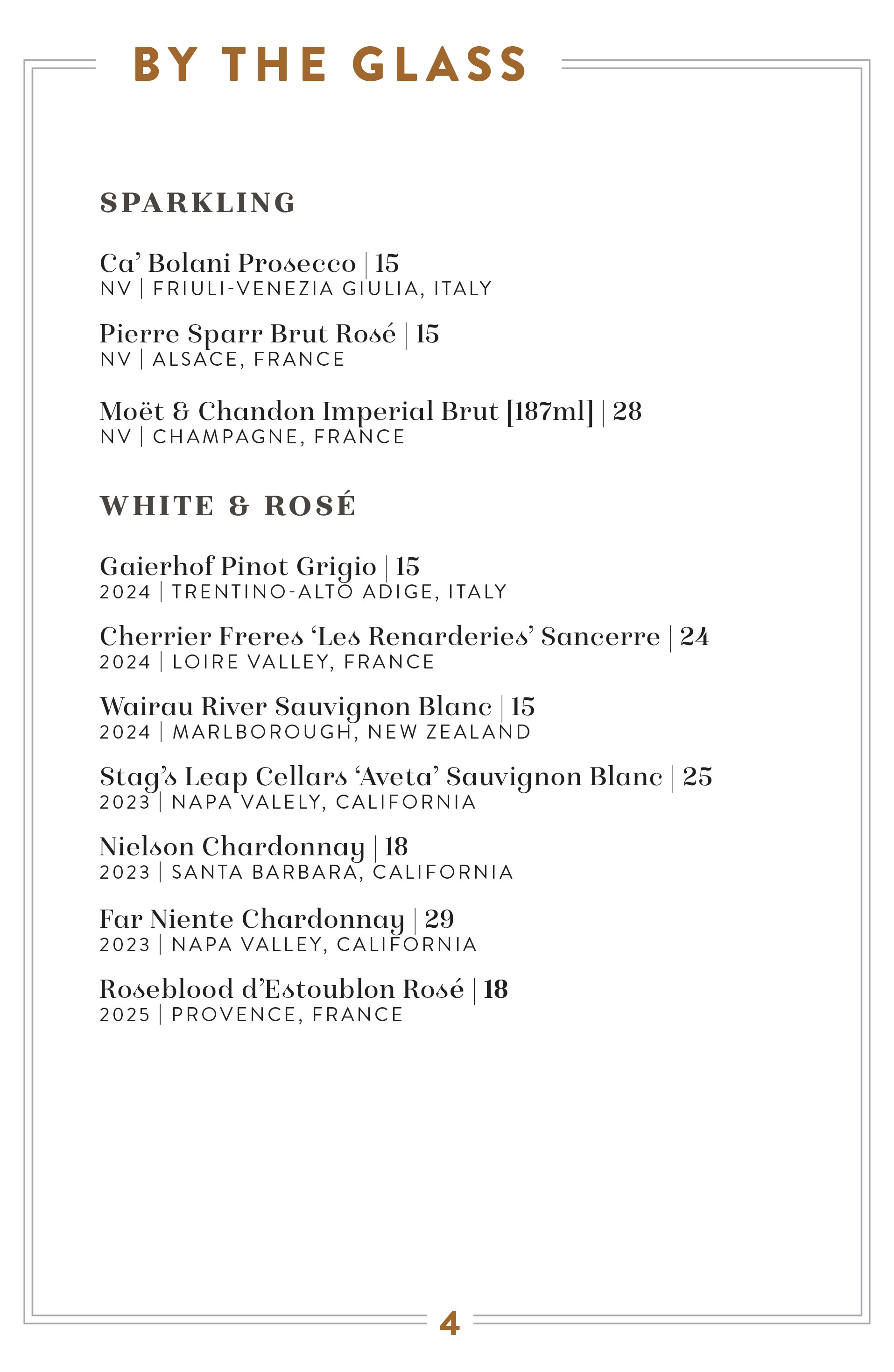 Wine Menu