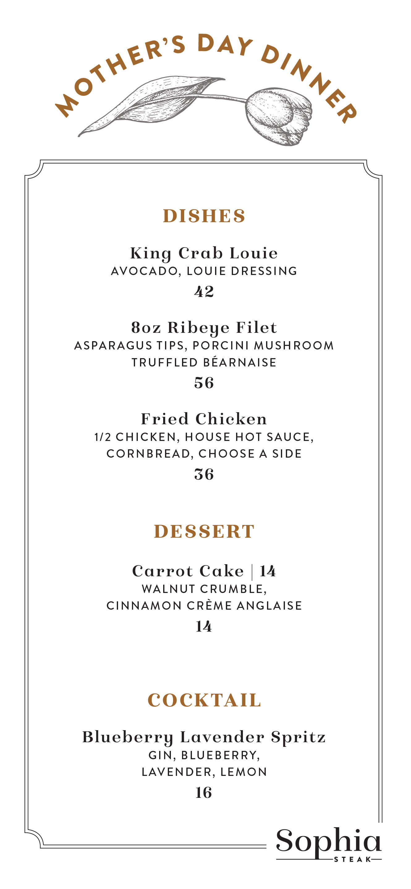 Mothers Day Menu